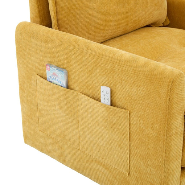 English Elm United We Win Chenille Swivel Barrel Chair Mid Century Accent for Living Room Mustard yellow W1568P504614