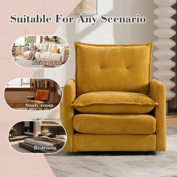 English Elm United We Win Chenille Swivel Barrel Chair Mid Century Accent for Living Room Mustard yellow W1568P504614