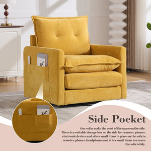 English Elm United We Win Chenille Swivel Barrel Chair Mid Century Accent for Living Room Mustard yellow W1568P504614