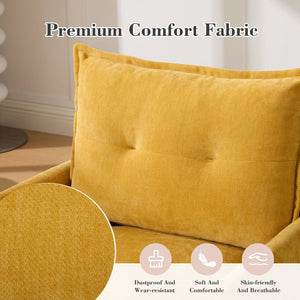 English Elm United We Win Chenille Swivel Barrel Chair Mid Century Accent for Living Room Mustard yellow W1568P504614