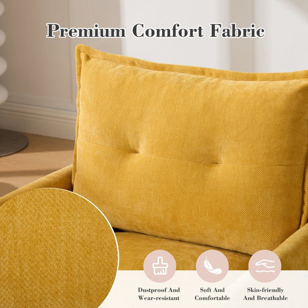 English Elm United We Win Chenille Swivel Barrel Chair Mid Century Accent for Living Room Mustard yellow W1568P504614
