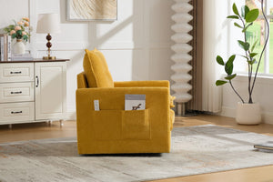 English Elm United We Win Chenille Swivel Barrel Chair Mid Century Accent for Living Room Mustard yellow W1568P504614