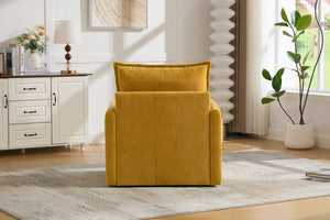 English Elm United We Win Chenille Swivel Barrel Chair Mid Century Accent for Living Room Mustard yellow W1568P504614
