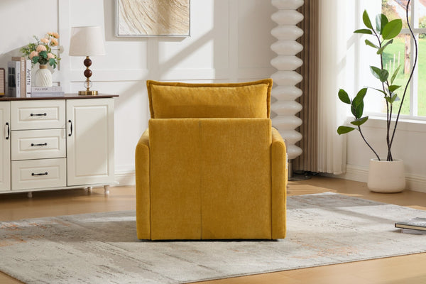 English Elm United We Win Chenille Swivel Barrel Chair Mid Century Accent for Living Room Mustard yellow W1568P504614