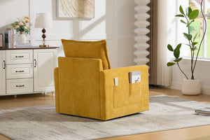 English Elm United We Win Chenille Swivel Barrel Chair Mid Century Accent for Living Room Mustard yellow W1568P504614