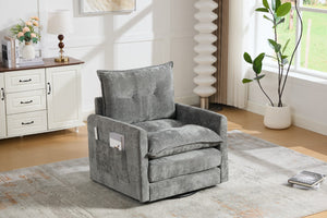 English Elm United We Win Chenille Swivel Barrel Chair Mid Century Accent for Living Room Gray W1568P504616
