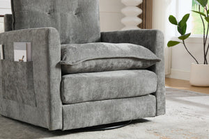 English Elm United We Win Chenille Swivel Barrel Chair Mid Century Accent for Living Room Gray W1568P504616