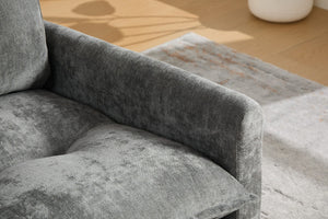 English Elm United We Win Chenille Swivel Barrel Chair Mid Century Accent for Living Room Gray W1568P504616