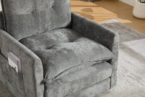 English Elm United We Win Chenille Swivel Barrel Chair Mid Century Accent for Living Room Gray W1568P504616