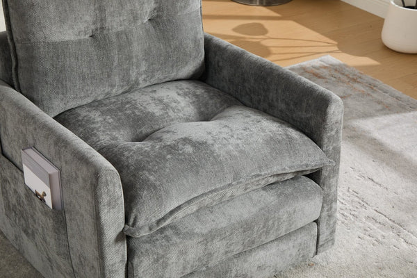 English Elm United We Win Chenille Swivel Barrel Chair Mid Century Accent for Living Room Gray W1568P504616