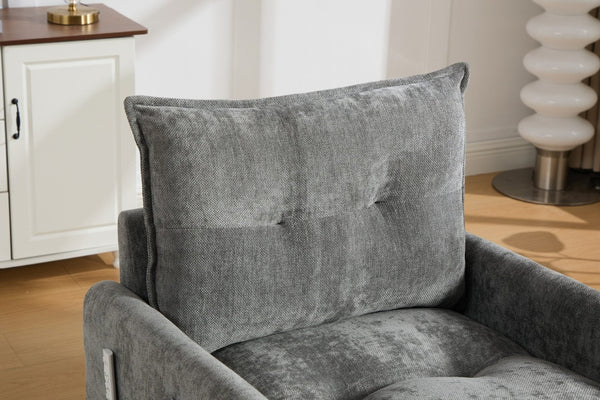 English Elm United We Win Chenille Swivel Barrel Chair Mid Century Accent for Living Room Gray W1568P504616