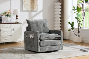 English Elm United We Win Chenille Swivel Barrel Chair Mid Century Accent for Living Room Gray W1568P504616