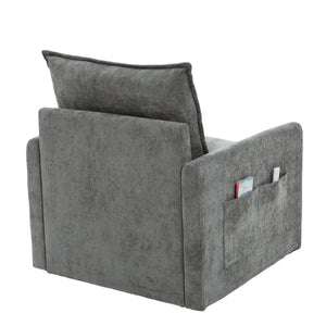 English Elm United We Win Chenille Swivel Barrel Chair Mid Century Accent for Living Room Gray W1568P504616
