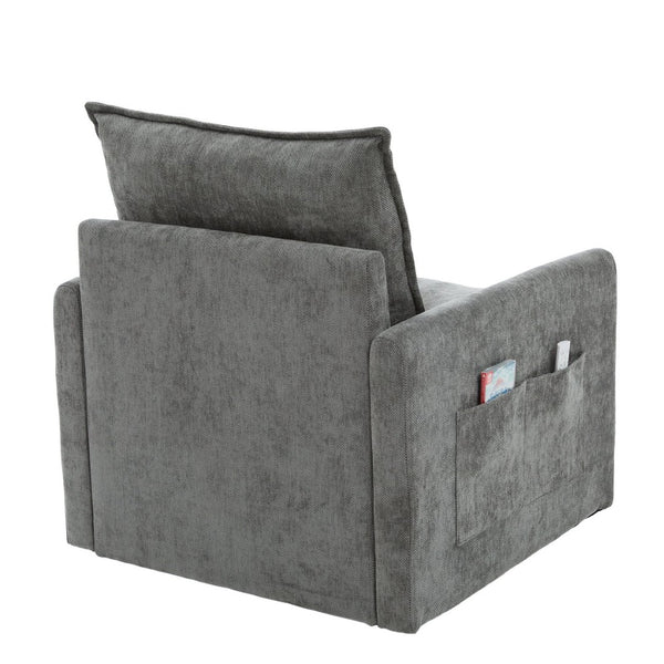 English Elm United We Win Chenille Swivel Barrel Chair Mid Century Accent for Living Room Gray W1568P504616