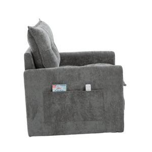 English Elm United We Win Chenille Swivel Barrel Chair Mid Century Accent for Living Room Gray W1568P504616
