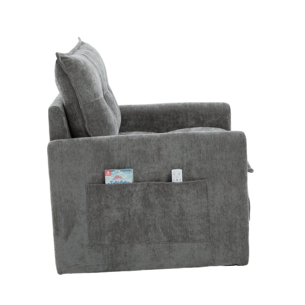 English Elm United We Win Chenille Swivel Barrel Chair Mid Century Accent for Living Room Gray W1568P504616