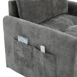 English Elm United We Win Chenille Swivel Barrel Chair Mid Century Accent for Living Room Gray W1568P504616
