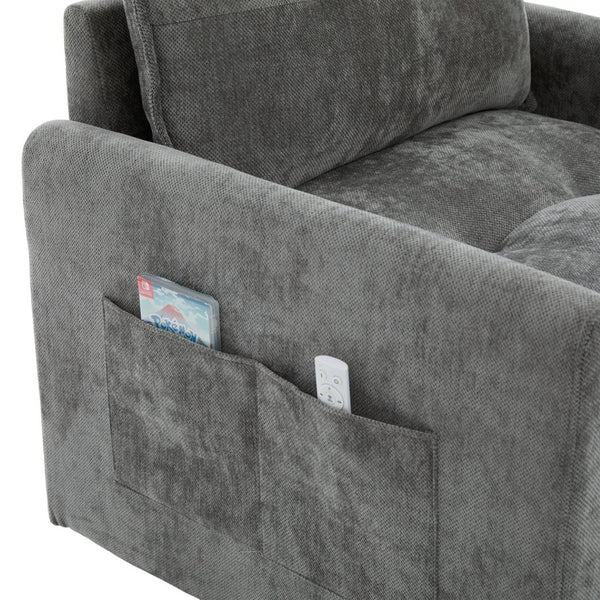 English Elm United We Win Chenille Swivel Barrel Chair Mid Century Accent for Living Room Gray W1568P504616
