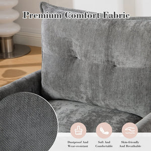 English Elm United We Win Chenille Swivel Barrel Chair Mid Century Accent for Living Room Gray W1568P504616