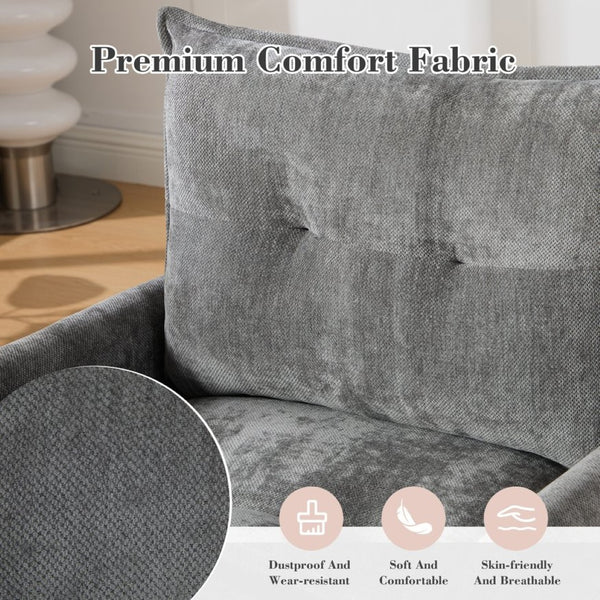 English Elm United We Win Chenille Swivel Barrel Chair Mid Century Accent for Living Room Gray W1568P504616