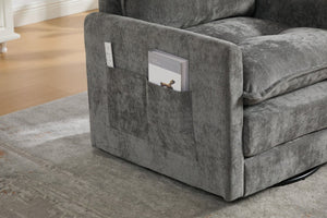 English Elm United We Win Chenille Swivel Barrel Chair Mid Century Accent for Living Room Gray W1568P504616