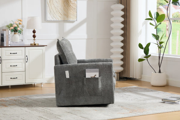 English Elm United We Win Chenille Swivel Barrel Chair Mid Century Accent for Living Room Gray W1568P504616