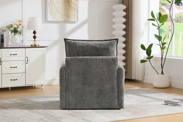 English Elm United We Win Chenille Swivel Barrel Chair Mid Century Accent for Living Room Gray W1568P504616