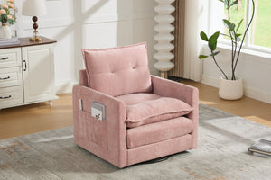 English Elm United We Win Chenille Swivel Barrel Chair Mid Century Accent for Living Room Pink W1568P504617