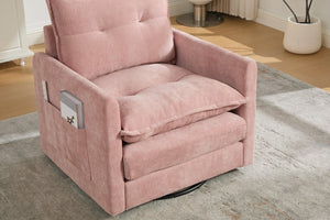 English Elm United We Win Chenille Swivel Barrel Chair Mid Century Accent for Living Room Pink W1568P504617