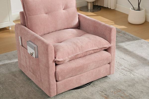 English Elm United We Win Chenille Swivel Barrel Chair Mid Century Accent for Living Room Pink W1568P504617
