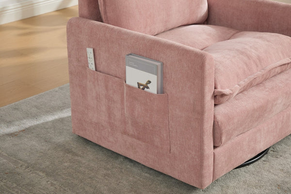 English Elm United We Win Chenille Swivel Barrel Chair Mid Century Accent for Living Room Pink W1568P504617