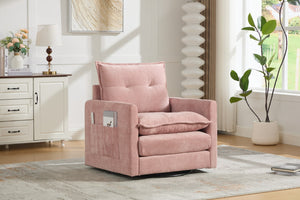 English Elm United We Win Chenille Swivel Barrel Chair Mid Century Accent for Living Room Pink W1568P504617