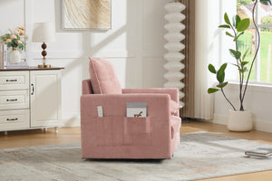 English Elm United We Win Chenille Swivel Barrel Chair Mid Century Accent for Living Room Pink W1568P504617
