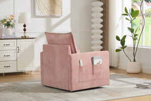 English Elm United We Win Chenille Swivel Barrel Chair Mid Century Accent for Living Room Pink W1568P504617