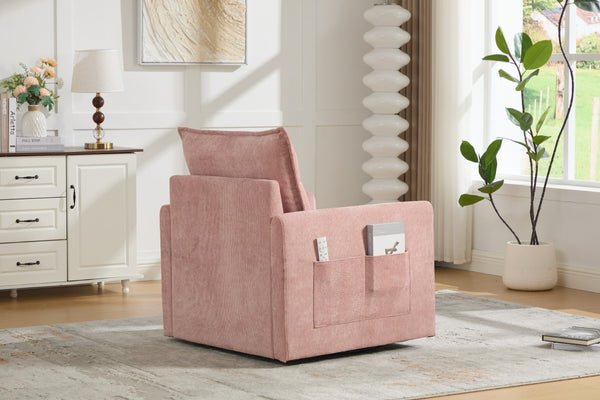 English Elm United We Win Chenille Swivel Barrel Chair Mid Century Accent for Living Room Pink W1568P504617