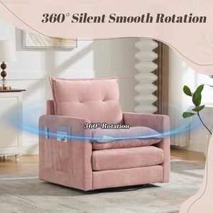 English Elm United We Win Chenille Swivel Barrel Chair Mid Century Accent for Living Room Pink W1568P504617