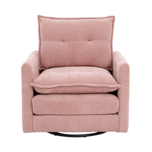 English Elm United We Win Chenille Swivel Barrel Chair Mid Century Accent for Living Room Pink W1568P504617