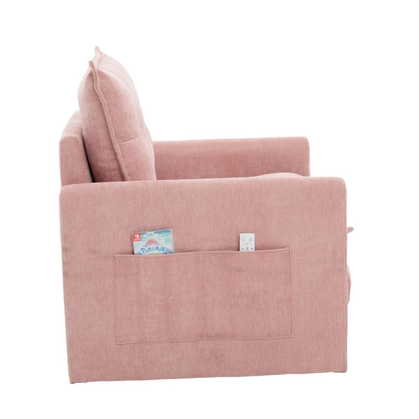 English Elm United We Win Chenille Swivel Barrel Chair Mid Century Accent for Living Room Pink W1568P504617