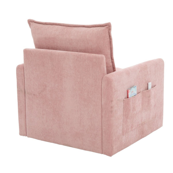 English Elm United We Win Chenille Swivel Barrel Chair Mid Century Accent for Living Room Pink W1568P504617