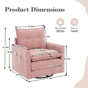 English Elm United We Win Chenille Swivel Barrel Chair Mid Century Accent for Living Room Pink W1568P504617