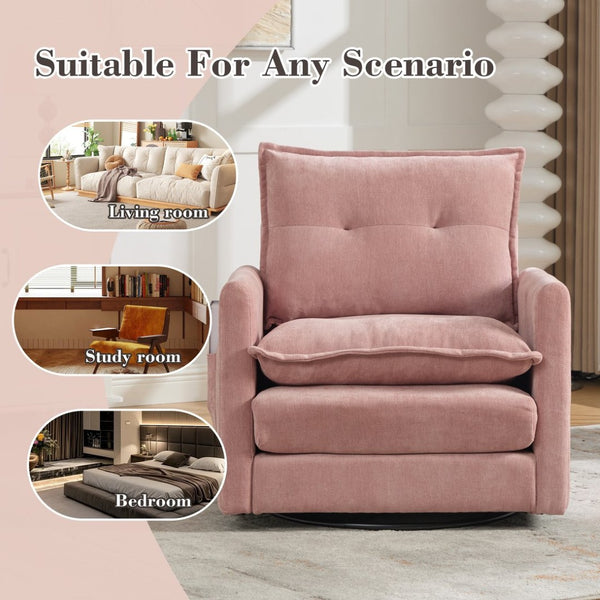 English Elm United We Win Chenille Swivel Barrel Chair Mid Century Accent for Living Room Pink W1568P504617