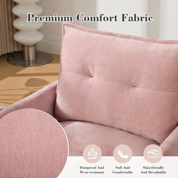 English Elm United We Win Chenille Swivel Barrel Chair Mid Century Accent for Living Room Pink W1568P504617