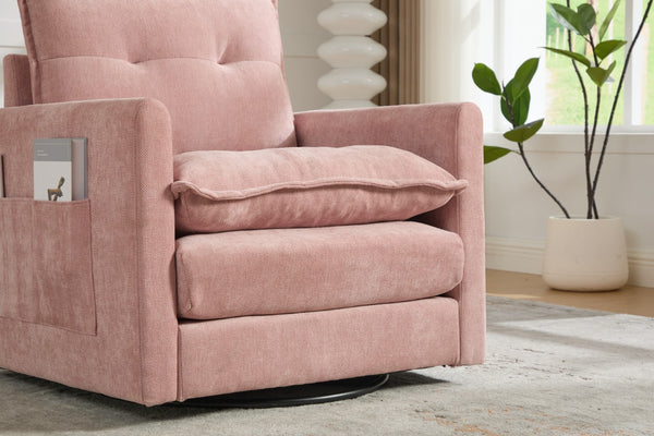 English Elm United We Win Chenille Swivel Barrel Chair Mid Century Accent for Living Room Pink W1568P504617