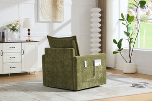English Elm United We Win Chenille Swivel Barrel Chair Mid Century Accent for Living Room Olive W1568P504618