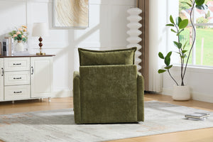 English Elm United We Win Chenille Swivel Barrel Chair Mid Century Accent for Living Room Olive W1568P504618