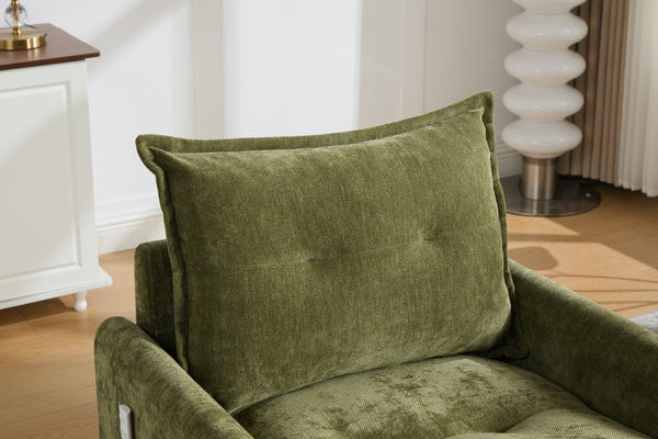 English Elm United We Win Chenille Swivel Barrel Chair Mid Century Accent for Living Room Olive W1568P504618
