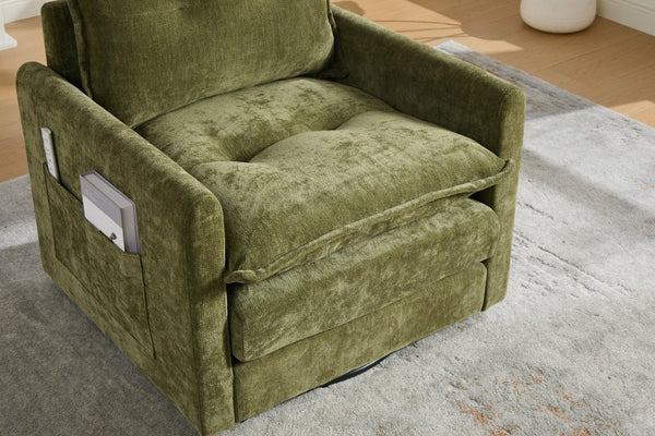 English Elm United We Win Chenille Swivel Barrel Chair Mid Century Accent for Living Room Olive W1568P504618