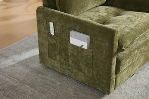 English Elm United We Win Chenille Swivel Barrel Chair Mid Century Accent for Living Room Olive W1568P504618