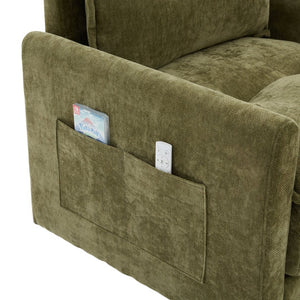 English Elm United We Win Chenille Swivel Barrel Chair Mid Century Accent for Living Room Olive W1568P504618