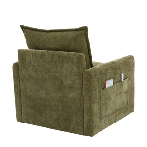 English Elm United We Win Chenille Swivel Barrel Chair Mid Century Accent for Living Room Olive W1568P504618
